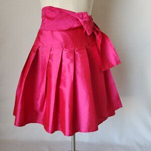 NWT Connie Roberson Silk Mini Pleat Wrap Bow Skirt Pink